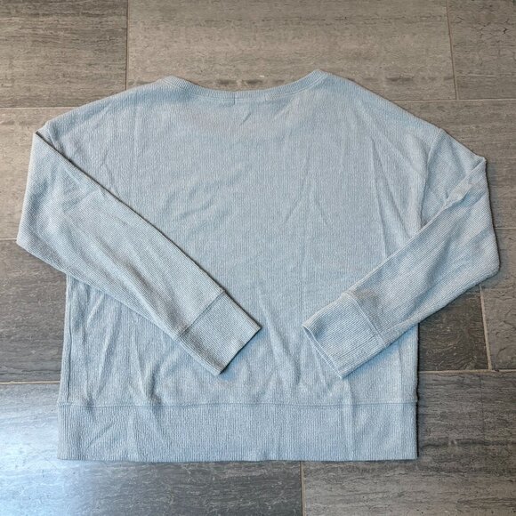 Z Supply Hang Out Rib Long Sleeve Top Lightweight Sweatshirt Blue Size Large - Picture 11 of 11